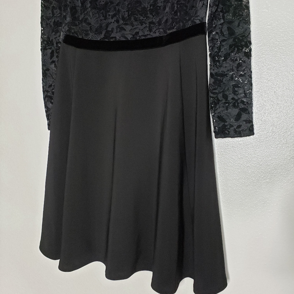 NEW Ralph Lauren Lace Bodice Dress Fit & Flare Long Sleeve Elegant Designer Chic - Picture 7 of 15